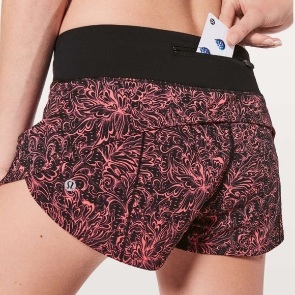 lululemon athletica Pants - Lululemon Speed Up Short *2.5" Infinity Speed Up Short Glossy Black / Coral sz 6